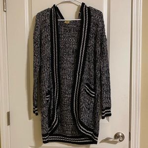 Black and White Knitted Cardigan
